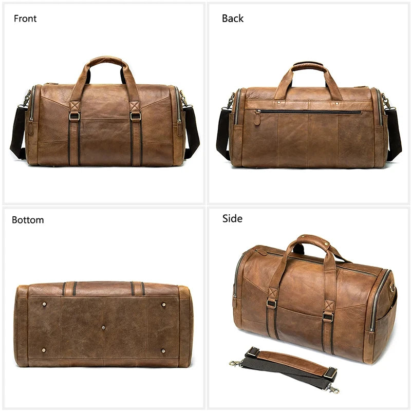 Genuine Leather Travel Duffel Bag or Gym Tote