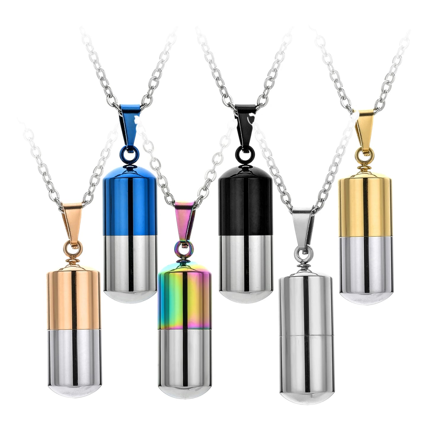 Open Capsule Pill Necklace Keychain Perfume Holder Ashes Holder Keepsake