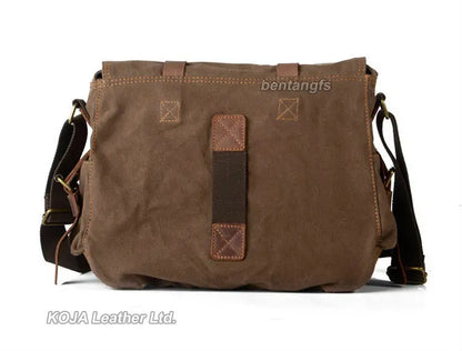 Shoulder Satchel Thick canvas + Leather Briefcase Laptop Bag