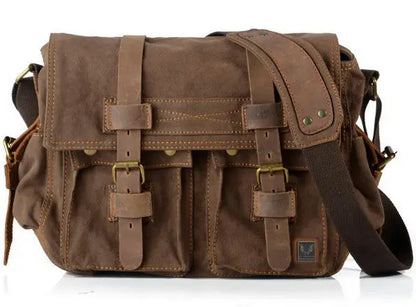 Shoulder Satchel Thick canvas + Leather Briefcase Laptop Bag