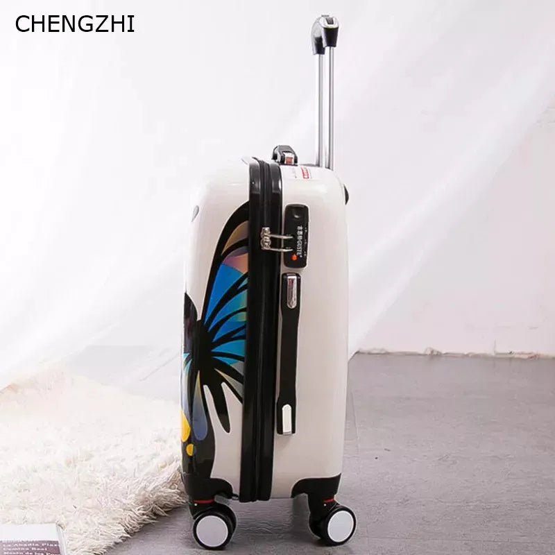 CHENGZHI Butterfly Rolling Luggage Set