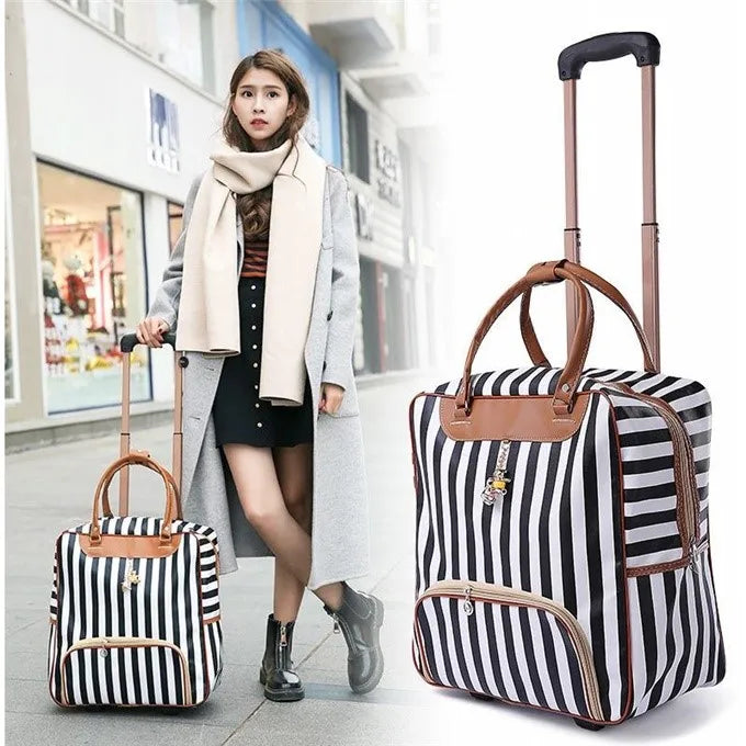 Fashion Women travel Business Boarding bag ON wheels trolley bag