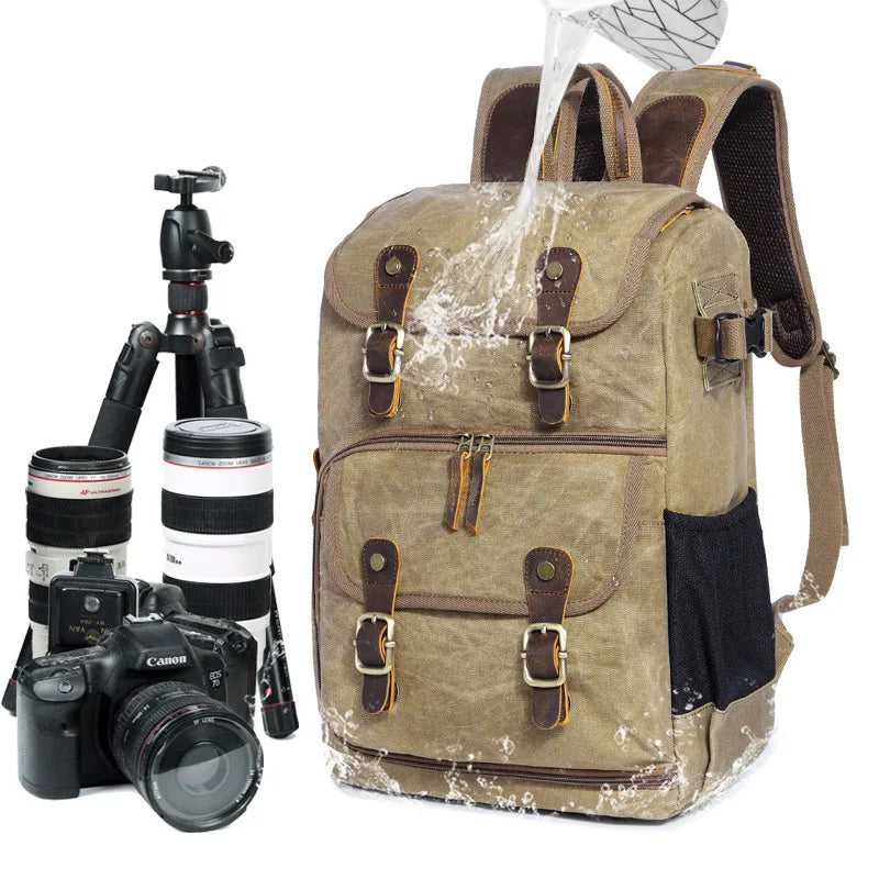 Photography Bag Outdoor Waterproof Camera Shoulders High Capacity Batik Canvas Backpack