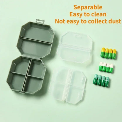 Mini Portable Pill Organiser 6 Grid Compartment Travel Pillbox Nordic Style