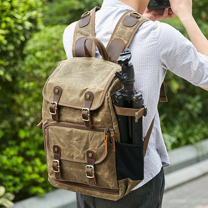 Photography Bag Outdoor Waterproof Camera Shoulders High Capacity Batik Canvas Backpack