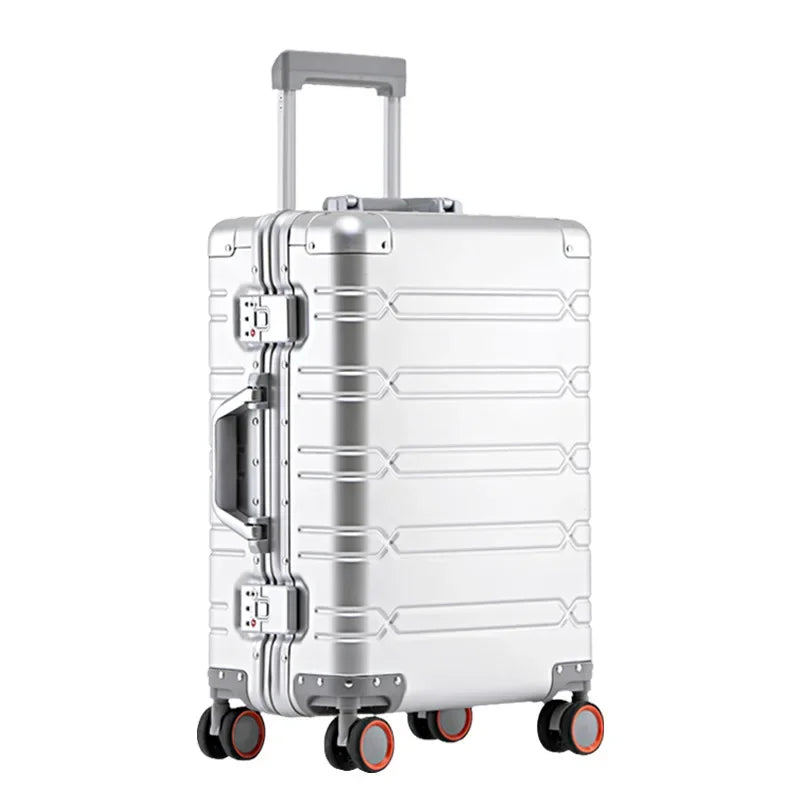 Aluminum-Magnesium Alloy Rolling Luggage Travel Suitcase