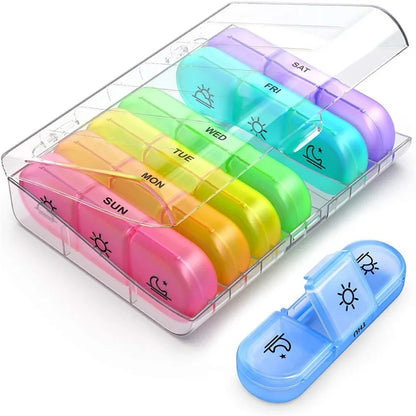 Pill Box 7-days Organiser with Large Compartments for Vitamins