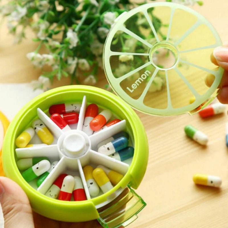 Weekly Rotating Pill Box Travel Pill Case Splitter Pill Organizer Medicine Box Cutter 7 Day Pill Container