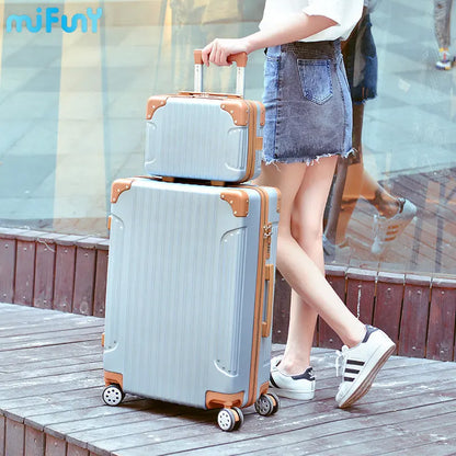 Mifuny High-quality Retro Women Rolling Code Luggage Set Trolley Suitcase with Wheels Men Carry-on Hand Makeup Bag Suitcase Set