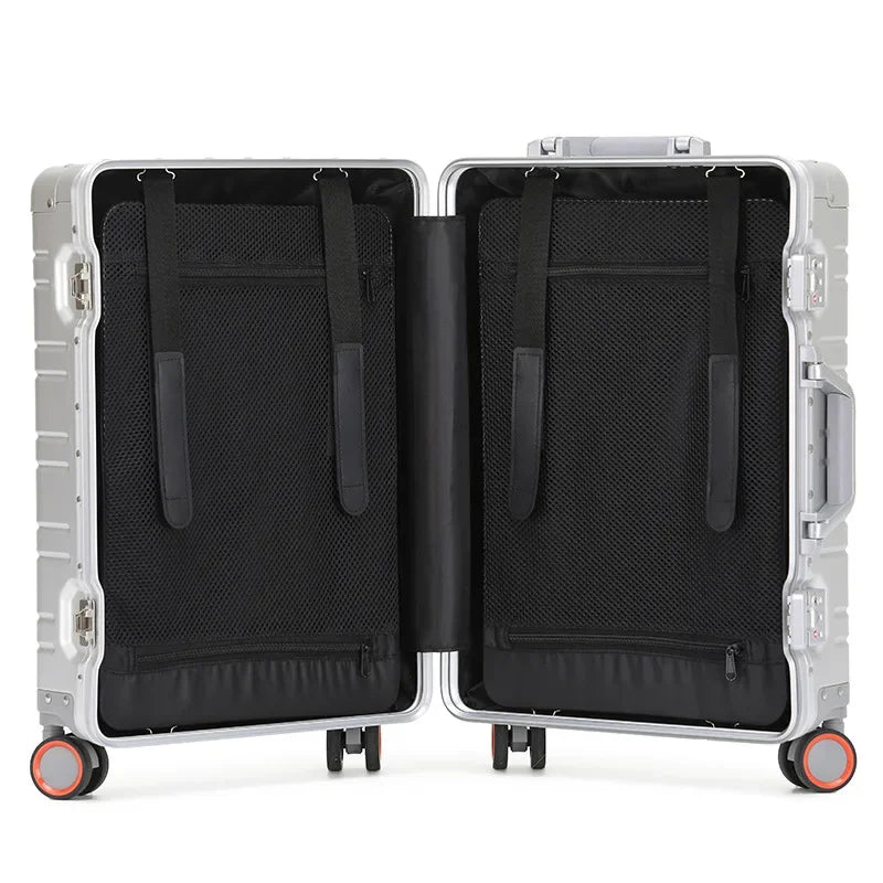 Aluminum-Magnesium Alloy Rolling Luggage Travel Suitcase