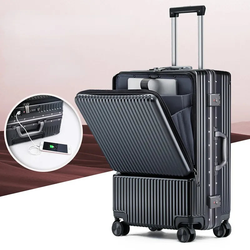 Aluminum Frame Trolley Travel Suitcase