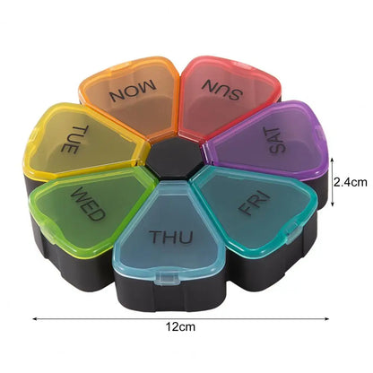 Pill Box Pill Case Flower Shaped Portable Travel 7 Days Pill Organizer