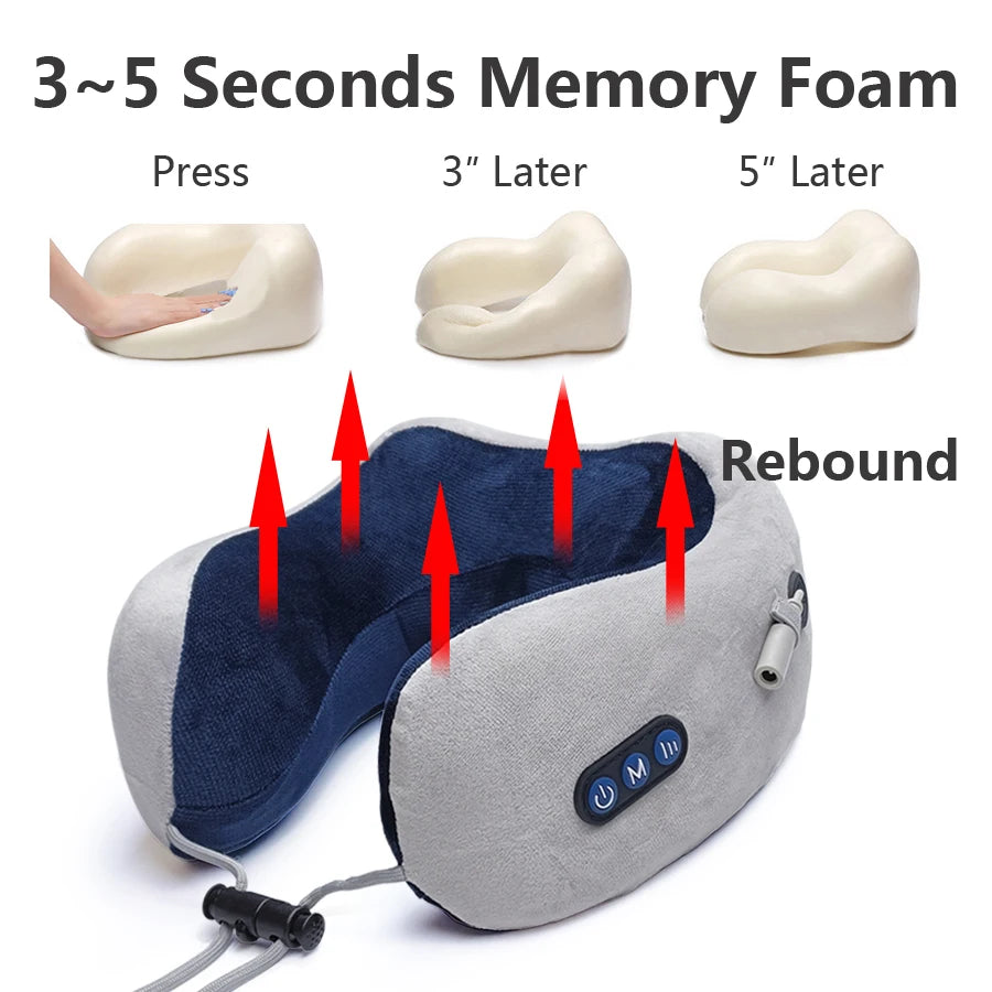 Neck Massage Relaxation Knead Heat Vibrator Travel U-shaped Pillow