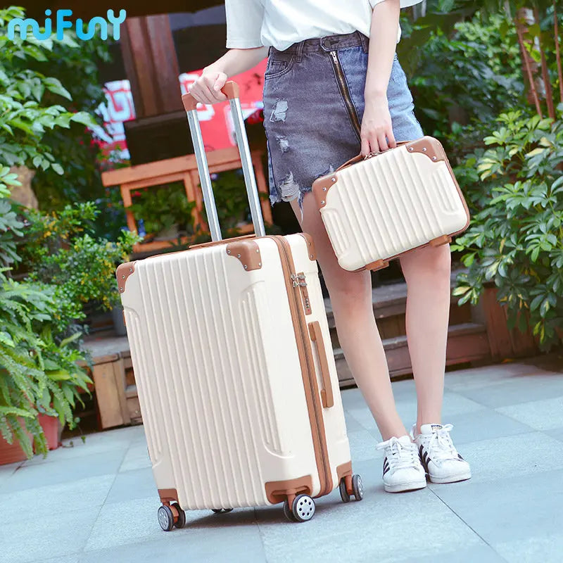 Mifuny High-quality Retro Women Rolling Code Luggage Set Trolley Suitcase with Wheels Men Carry-on Hand Makeup Bag Suitcase Set