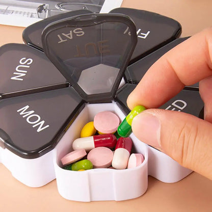 Pill Box Pill Case Flower Shaped Portable Travel 7 Days Pill Organizer