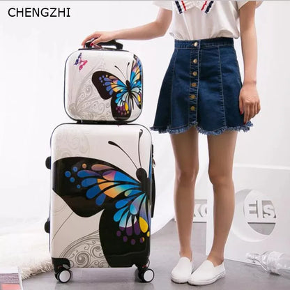 CHENGZHI Butterfly Rolling Luggage Set