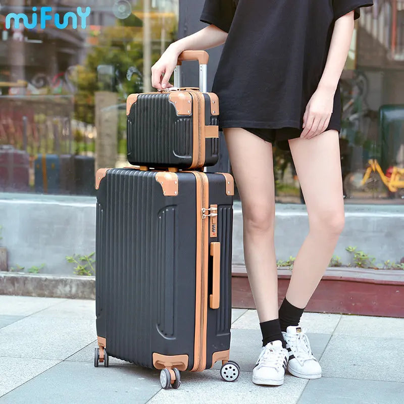 Mifuny High-quality Retro Women Rolling Code Luggage Set Trolley Suitcase with Wheels Men Carry-on Hand Makeup Bag Suitcase Set