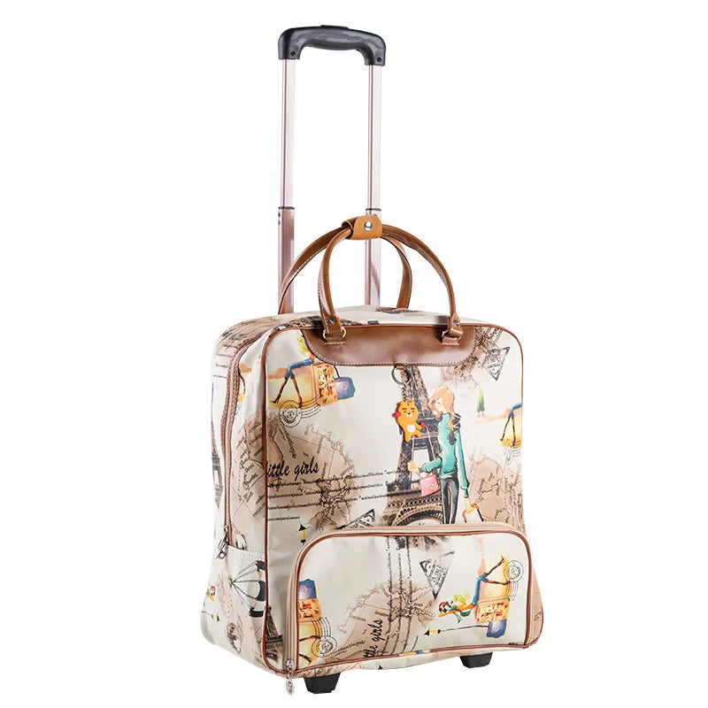 Fashion Women travel Business Boarding bag ON wheels trolley bag