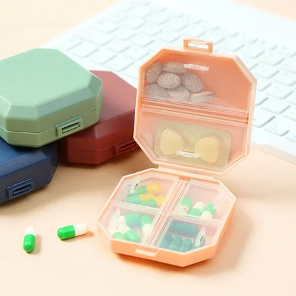 Mini Portable Pill Organiser 6 Grid Compartment Travel Pillbox Nordic Style