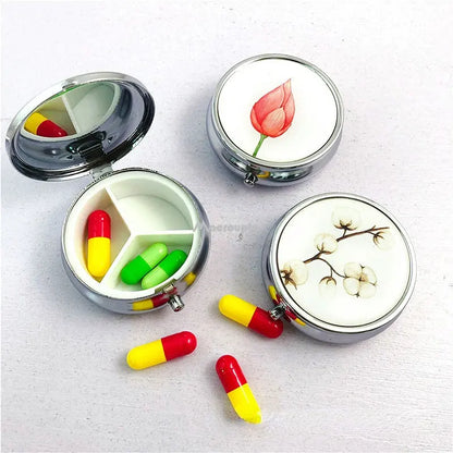 3 Cell Metal Pill Boxes Stainless Steel Round Pill Box