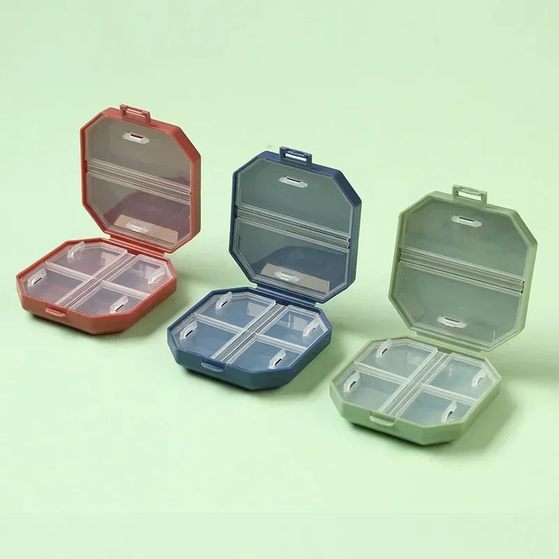 Mini Portable Pill Organiser 6 Grid Compartment Travel Pillbox Nordic Style