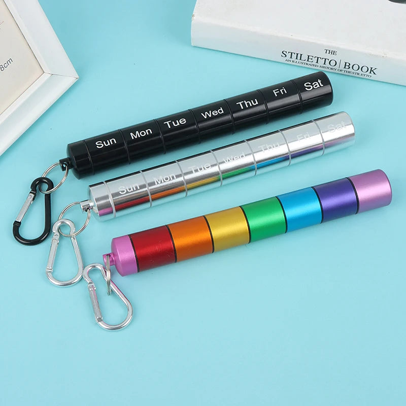 Pill Case 7 Days Travel Pill Box Aluminium Alloy Travel Pill Holder Waterproof