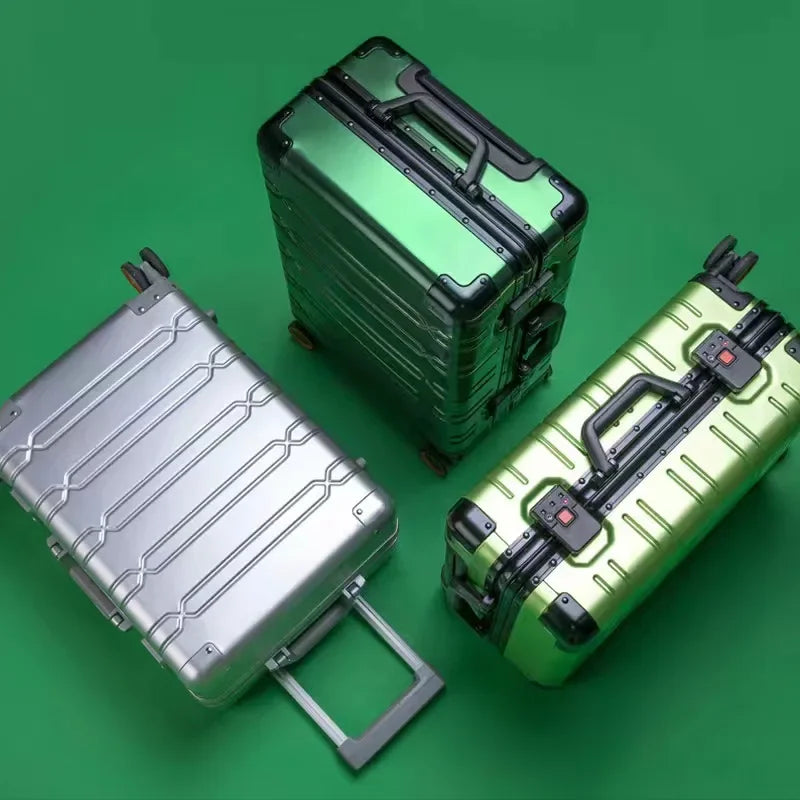 Aluminum-Magnesium Alloy Rolling Luggage Travel Suitcase