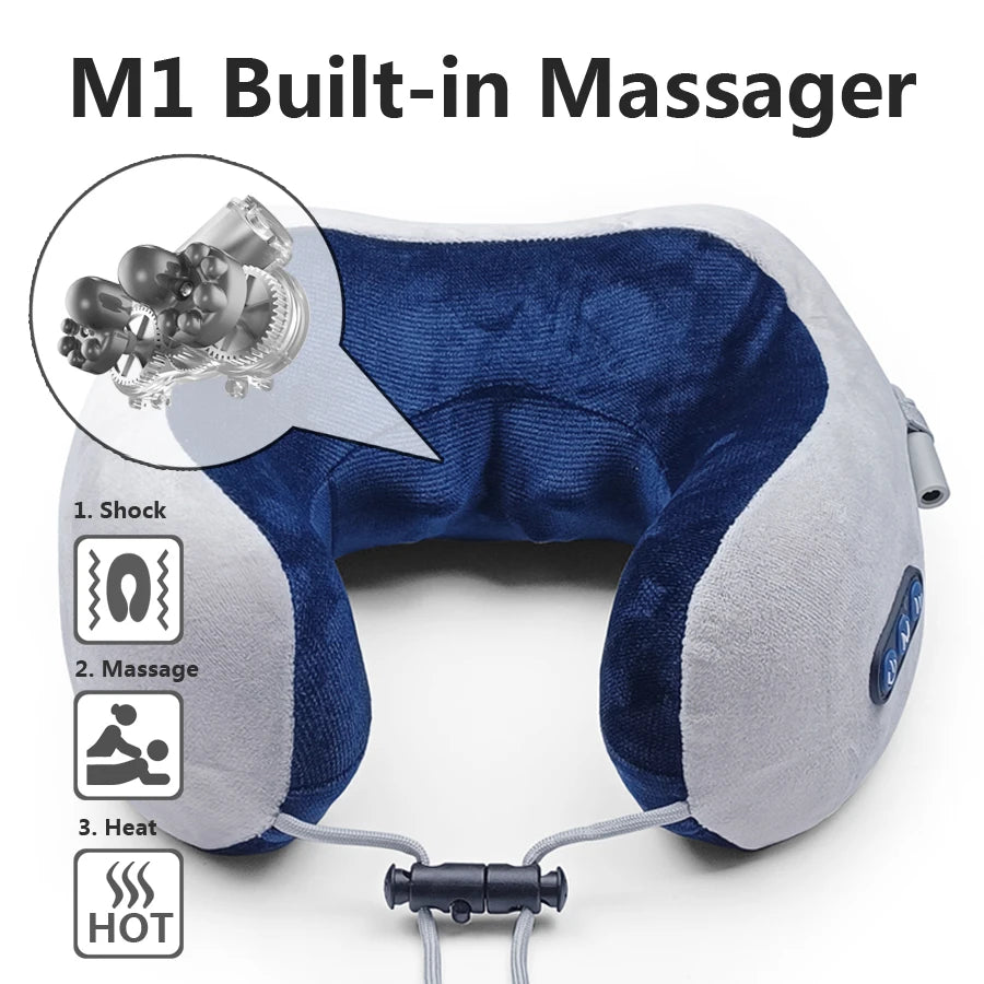 Neck Massage Relaxation Knead Heat Vibrator Travel U-shaped Pillow