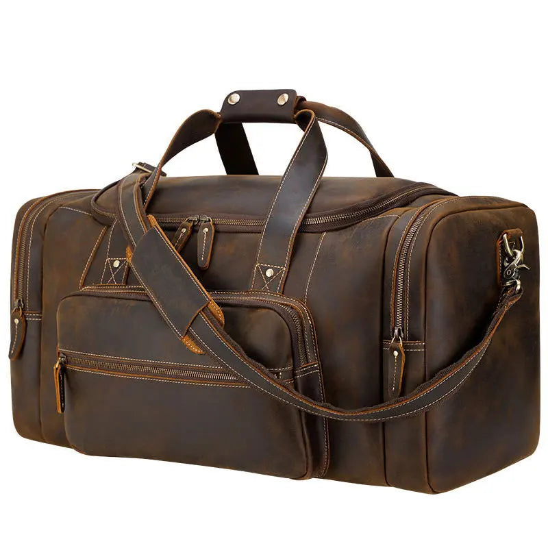 Genuine Leather Vintage Style Duffle Bag by MAHEU