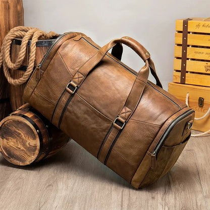 Genuine Leather Travel Duffel Bag or Gym Tote