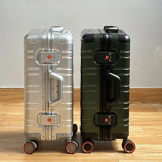 Aluminum-Magnesium Alloy Rolling Luggage Travel Suitcase