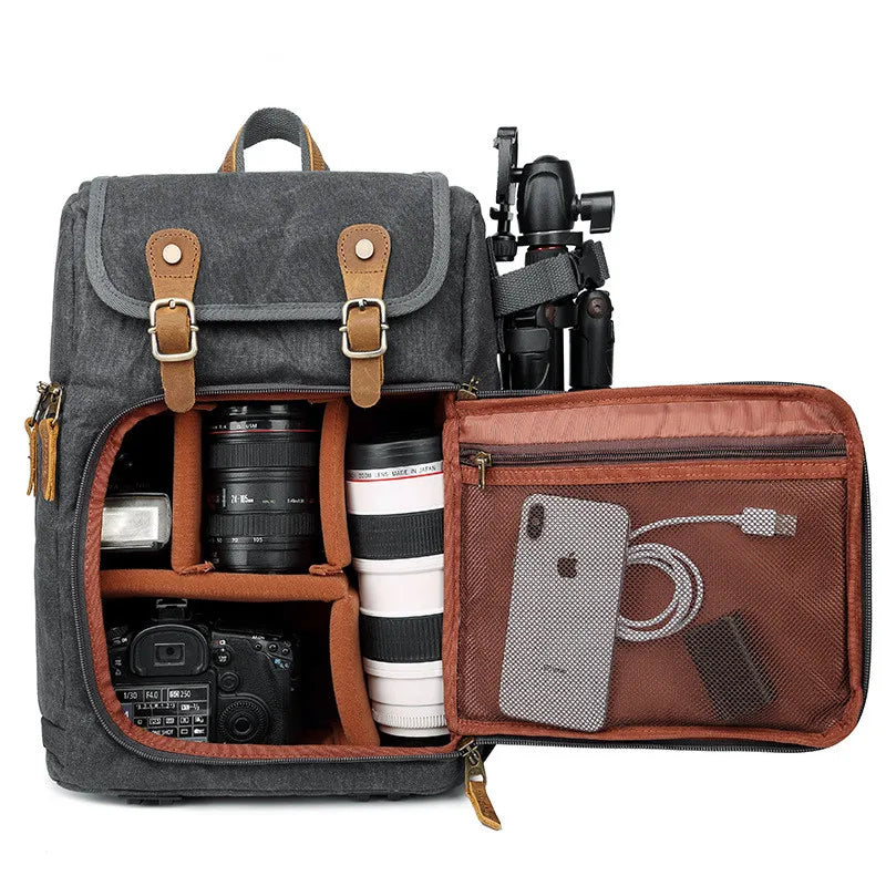 Photography Bag Outdoor Waterproof Camera Shoulders High Capacity Batik Canvas Backpack