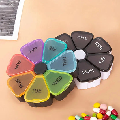 Pill Box Pill Case Flower Shaped Portable Travel 7 Days Pill Organizer