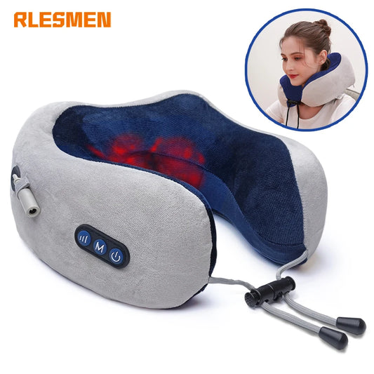 Neck Massage Relaxation Knead Heat Vibrator Travel U-shaped Pillow