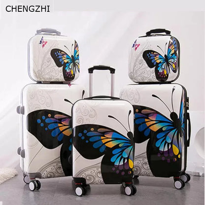 CHENGZHI Butterfly Rolling Luggage Set